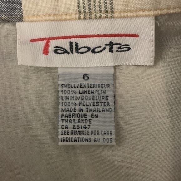 VINTAGE Talbots Aline tartan plaid midi skirt linen blend whimsigoth academia - Picture 5 of 7